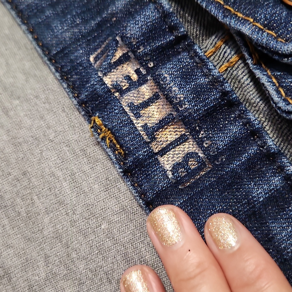 Vintage Y2K Bitten Mid Rise Bootcut Kick Flare Leg Blue Denim Jeans - Picture 7 of 12